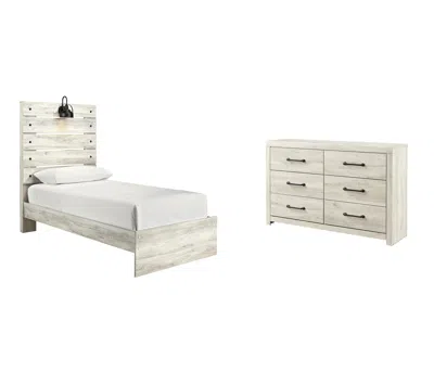 Ashley Cambeck Twin Panel Bed With Dresser In Whitewash