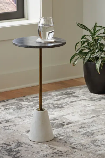 Ashley Caramont Accent Table In Black/white/gold Finish