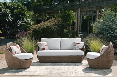 Ashley Cardiff Beach 3-piece Outdoor Conversation Set In Beige