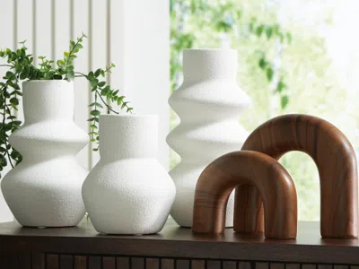 Ashley Carterworth Accessory Set (set Of 5) In White/brown