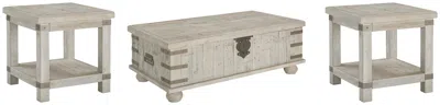 Ashley Carynhurst Coffee Table With 2 End Tables In White Wash Gray