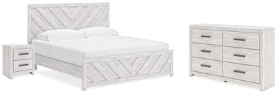 Ashley Cayboni King Panel Bed With Dresser And Nightstand In Whitewash