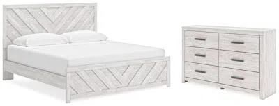 Ashley Cayboni King Panel Bed With Dresser In Whitewash
