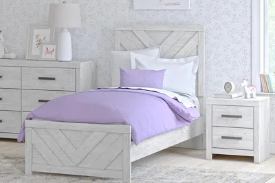 Ashley Cayboni Twin Panel Bed In Whitewash