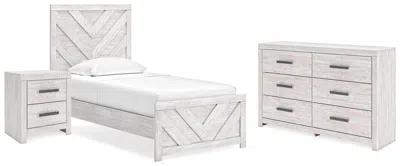 Ashley Cayboni Twin Panel Bed With Dresser And Nightstand In Whitewash