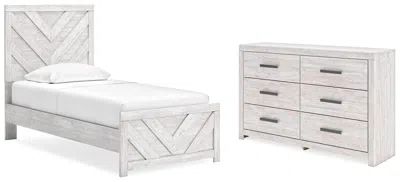 Ashley Cayboni Twin Panel Bed With Dresser In Whitewash