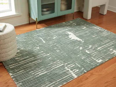 Ashley Cayworth 8' X 10' Rug In Teal/white