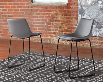 Ashley Centiar Counter Height Bar Stool With Upholstered Bucket Seat Leather In Gray