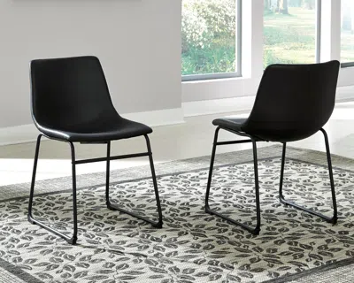 Ashley Centiar Dining Chair With Bucket Seat Leather In Black
