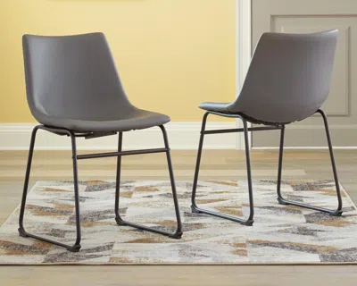 Ashley Centiar Dining Chair With Bucket Seat Leather In Gray