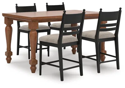 Ashley Chadworth Counter Height Dining Table And 4 Barstools In Brown
