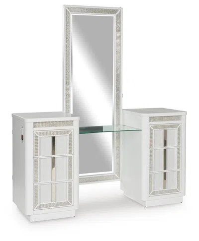 Ashley Chalanna Vanity With Mirror In White