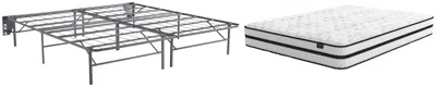 Ashley Chime 10 Inch Hybrid King Mattress In A Box With Foundation In White