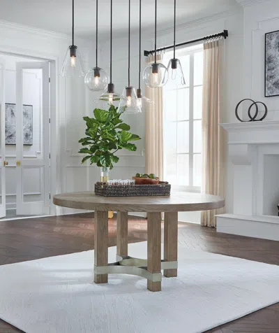 Ashley Chrestner Round Dining Table In Gray