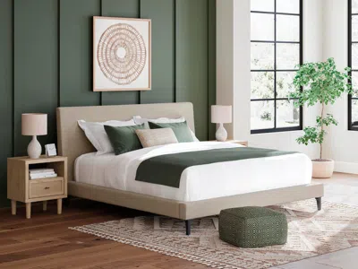 Ashley Cielden California King Upholstered Bed With Roll Slats In Soft Gray