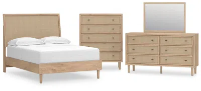 Ashley Cielden Full Panel Bed With Mirrored Dresser And Chest In Two-tone