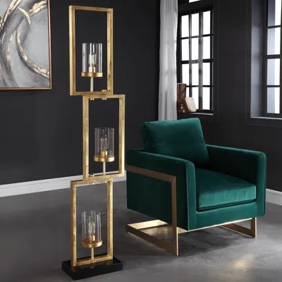 Ashley Cielo Staggered Rectangles Floor Lamp In Gold