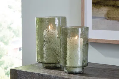 Ashley Clarkton Candle Holder Set (set Of 2) In Green