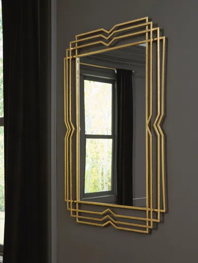 Ashley Claybrook Accent Mirror In Gold Finish