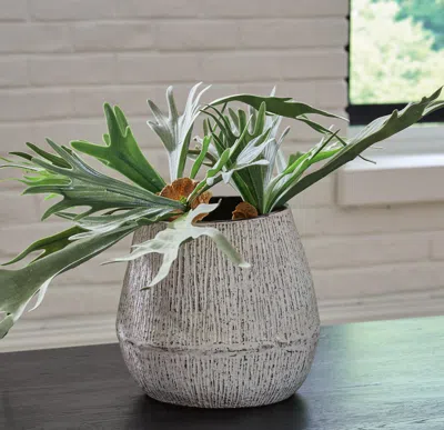 Ashley Claymount Large Vase In Distressed Brown
