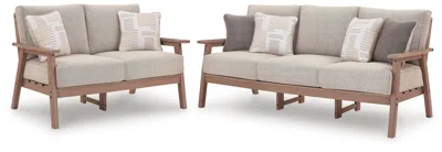Ashley Cliffs Beach Outdoor Sofa And Loveseat In Driftwood