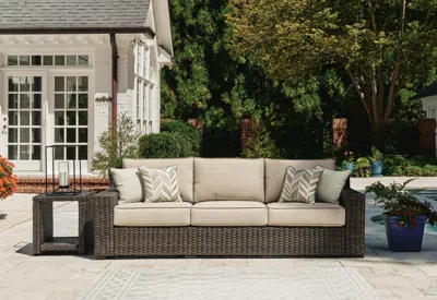 Ashley Coastline Bay Outdoor Sofa With Cushion In Brown