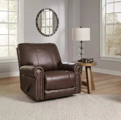 Ashley Colleton Manual Leather Recliner Leather In Dark Brown