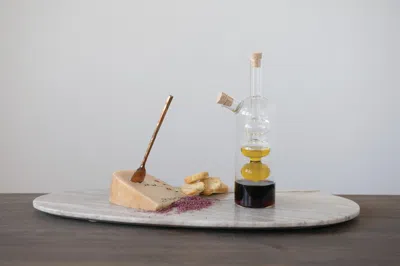Ashley Creative Co-op Hand-blown Oil And Vinegar Cruet In Clear
