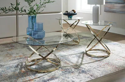 Ashley Crimonti Table (set Of 3) In Champagne