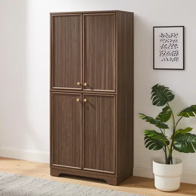 Ashley Crosley Furniture Naomi 2-piece Storage Pantry Set In Walnut