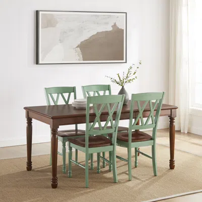 Ashley Crosley Furniture Shelby Dining Table And 4 Chairs In Distressed Teal