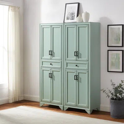 Ashley Crosley Furniture Tara 2-piece Pantry Set In Seafoam Blue