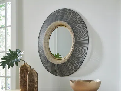 Ashley Dallmen Accent Mirror In Black/gold Finish