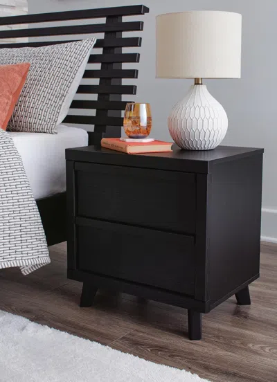Ashley Danziar 22" 2 Drawer Charging Nightstand In Black
