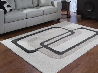 Ashley Davismour 5' X 7' Area Rug In Ivory/taupe/charcoal