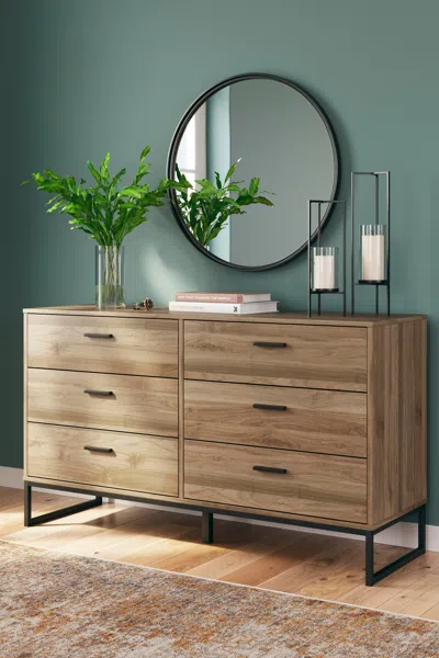 Ashley Deanlow 6 Drawer Dresser In Honey