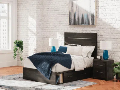 Ashley Delmorta Full Panel Storage Bed In Dark Gray