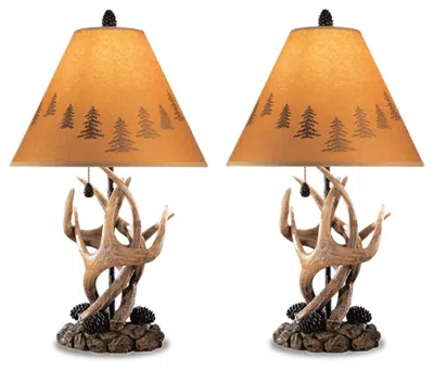 Ashley Derek Table Lamp (set Of 2) In Brown