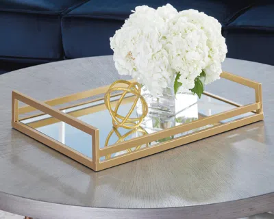Ashley Derex Tray In Gold Finish