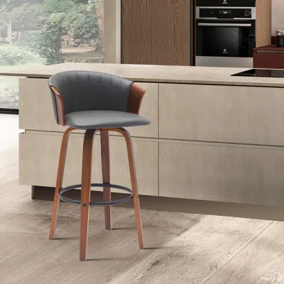 Ashley Diana Swivel Counter Stool In Gray/walnut/black