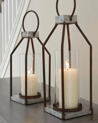 Ashley Diedrick Indoor/outdoor Lantern (set Of 2) In Gray/black