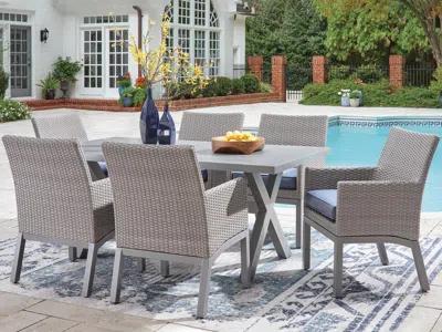 Ashley Dillon Beach Outdoor Dining Table And 6 Chairs In Gray