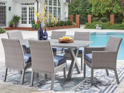 Ashley Dillon Beach Outdoor Dining Table And 6 Chairs In Gray