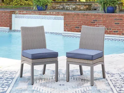 Ashley Dillon Beach Outdoor Side Chair With Cushion (set Of 2) In Blue/gray