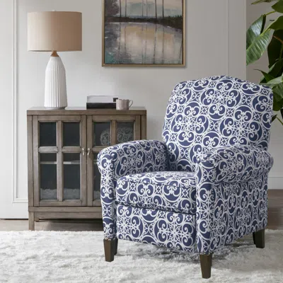 Ashley Docker Manual Push Back Recliner In Navy Multi