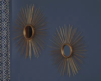Ashley Doniel Metal Accent Mirror (set Of 2) In Antique Gold Finish
