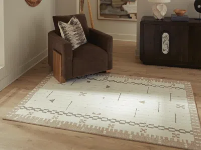 Ashley Dot 5' X 7' Area Rug In Cream/brown/taupe
