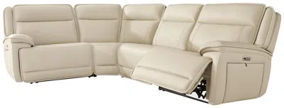 Ashley Double Deal 4-piece Dual Power Leather Reclining Modular Sectional In Almond