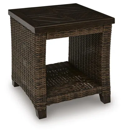 Ashley Drakes Beach Outdoor End Table In Dark Brown