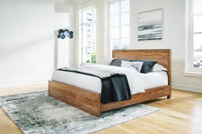 Ashley Dressonni Queen Panel Bed In Brown